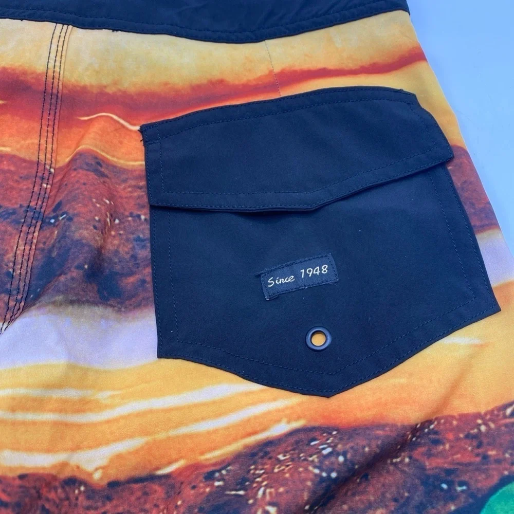 In-N-Out Burger Shorts Mens Multicolor Board Shorts Swim Trunks Burger Print 28